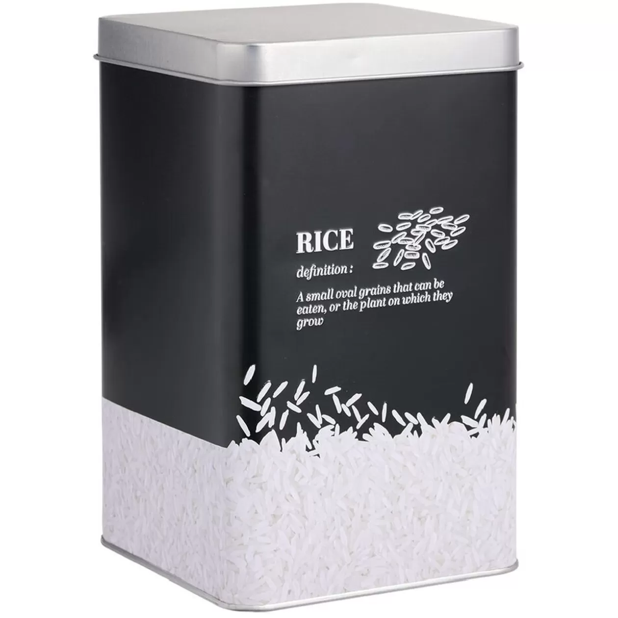 Gifi Boîte à riz en métal noir et gris design rice - 10,7x10,7xH.17,5cm< Conservation Alimentaire
