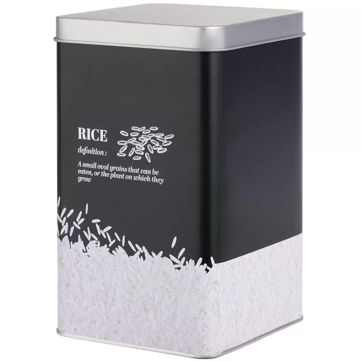 Gifi Boîte à riz en métal noir et gris design rice - 10,7x10,7xH.17,5cm< Conservation Alimentaire