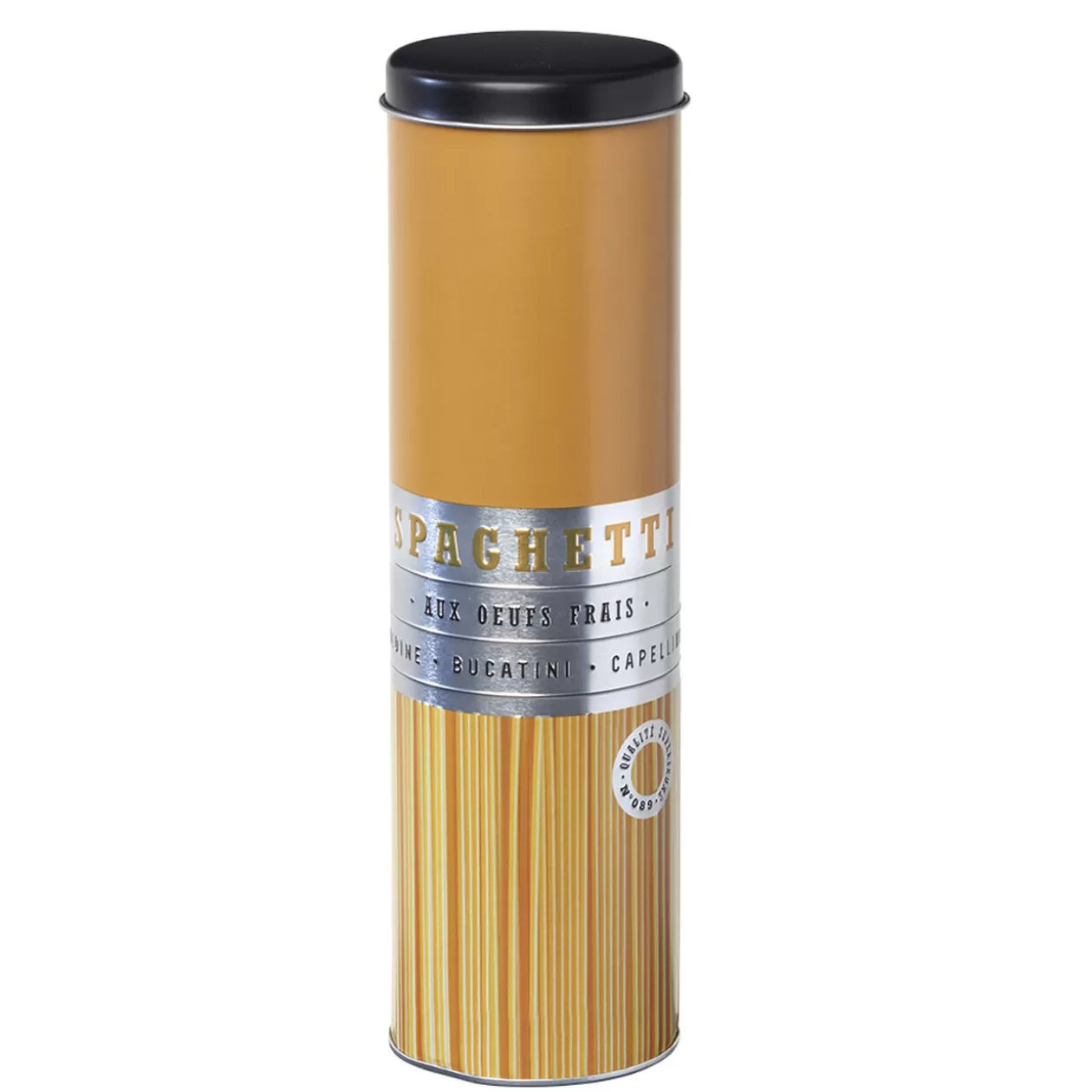 Gifi Boîte à spaghettis ronde en métal décorée jaune moutarde< Conservation Alimentaire