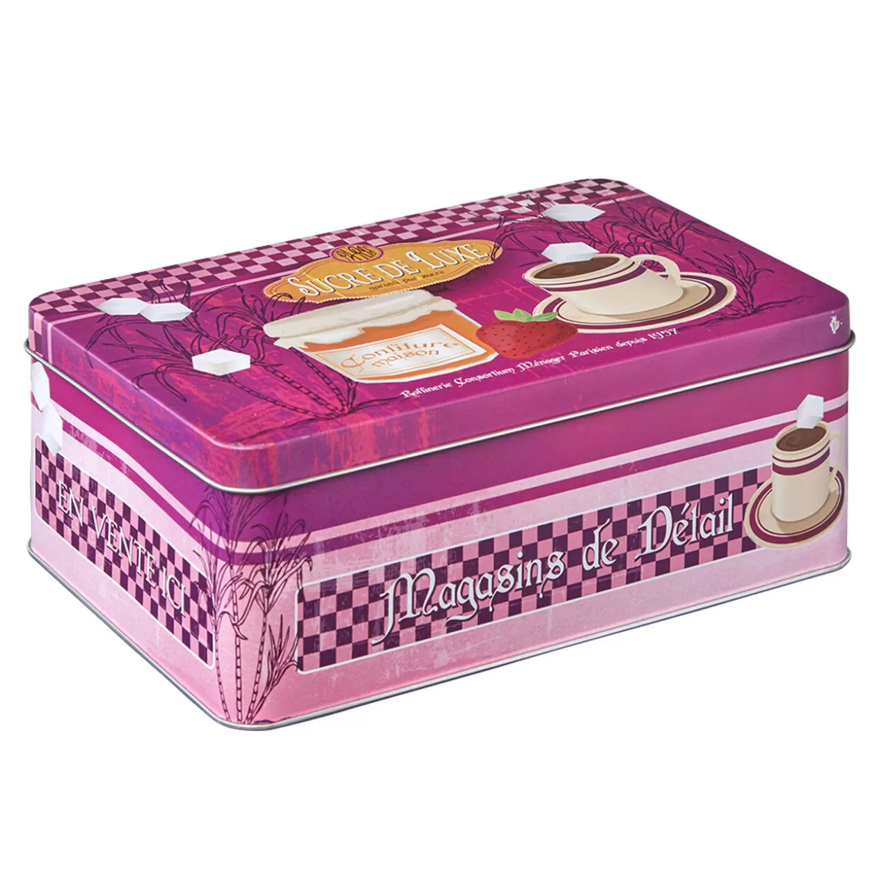 Gifi Boîte à sucre en métal design vintage luxe rose fuchsia< Conservation Alimentaire