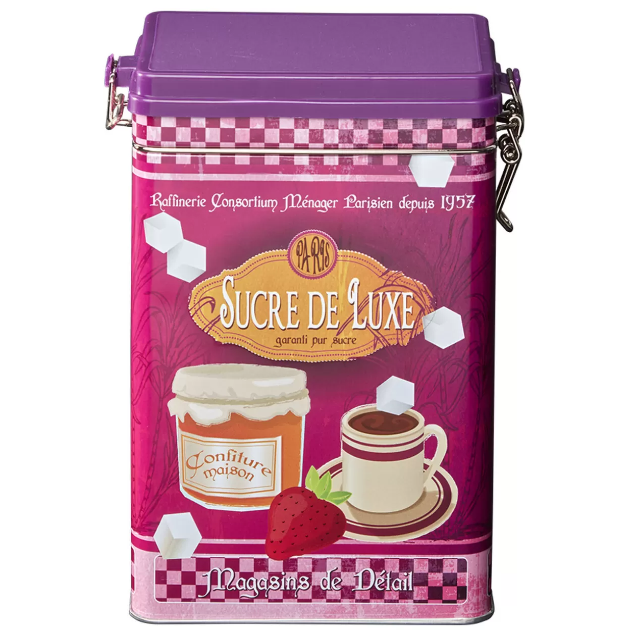 Gifi Boîte à sucre en métal design vintage luxe rose fuchsia< Conservation Alimentaire