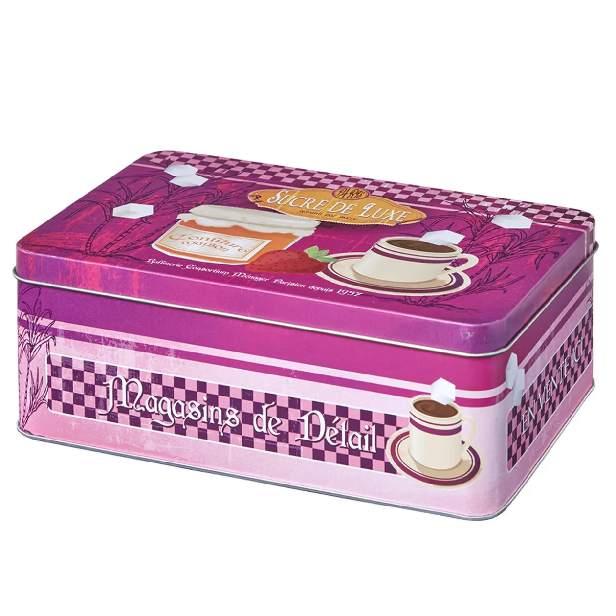 Gifi Boîte à sucre en métal design vintage luxe rose fuchsia< Conservation Alimentaire