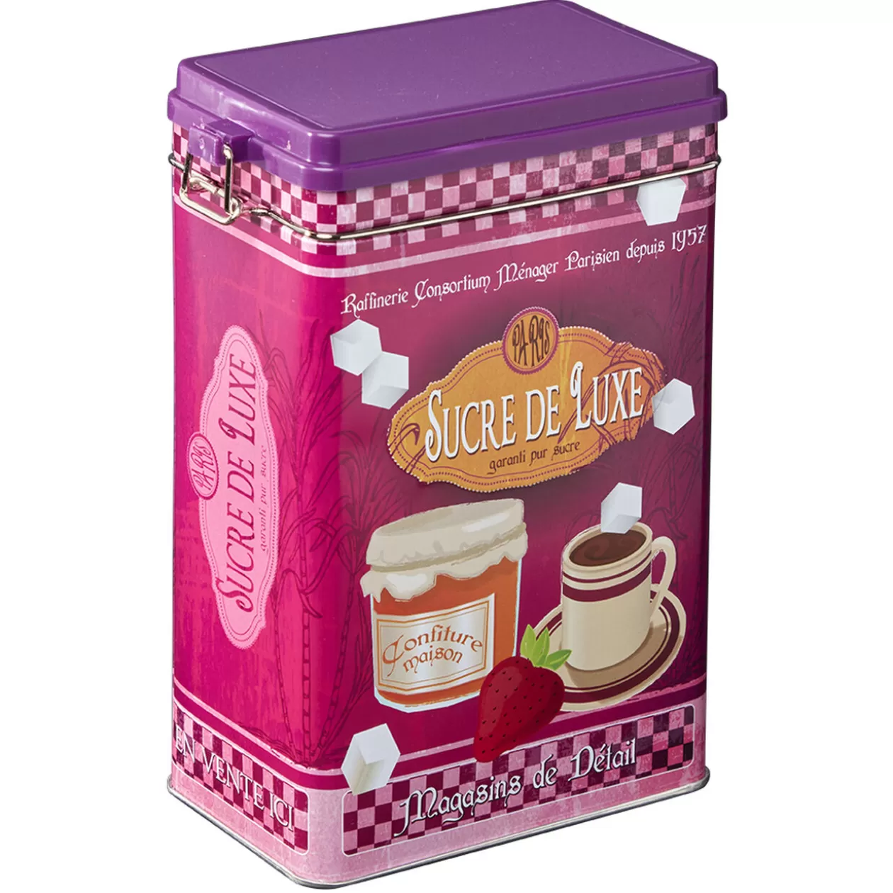 Gifi Boîte à sucre en métal design vintage luxe rose fuchsia< Conservation Alimentaire