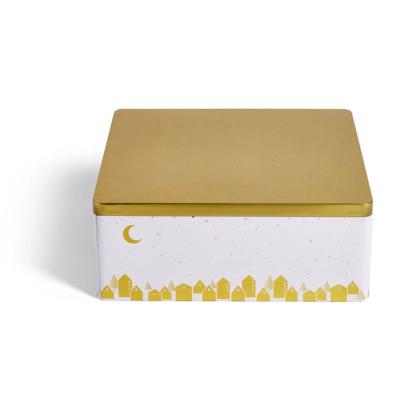 Gifi Boîte alimentaire carré en fer décor doré 26x26xH10cm< Conservation Alimentaire