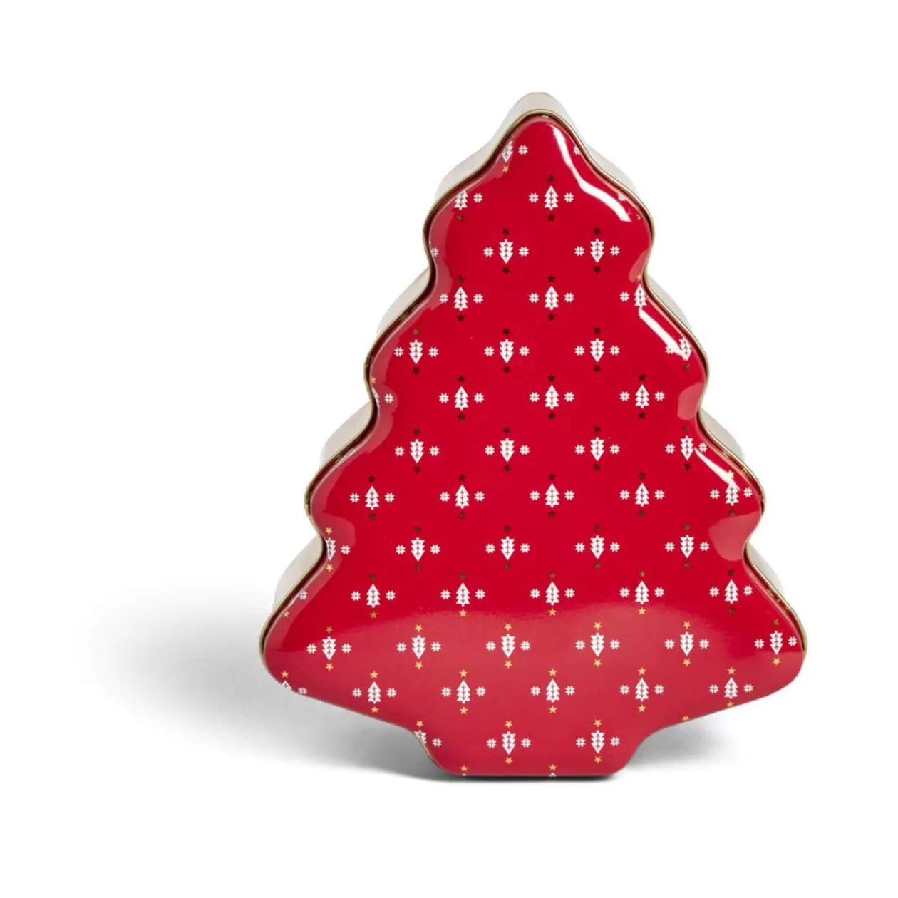 Gifi Boîte alimentaire Noël forme sapin métal rouge et doré 18x14,5xH6,5cm< Conservation Alimentaire