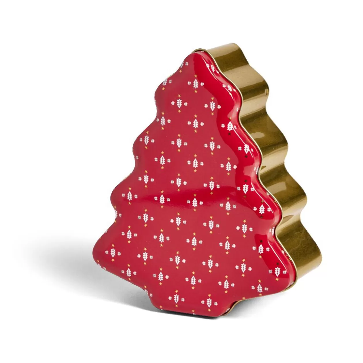 Gifi Boîte alimentaire Noël forme sapin métal rouge et doré 18x14,5xH6,5cm< Conservation Alimentaire