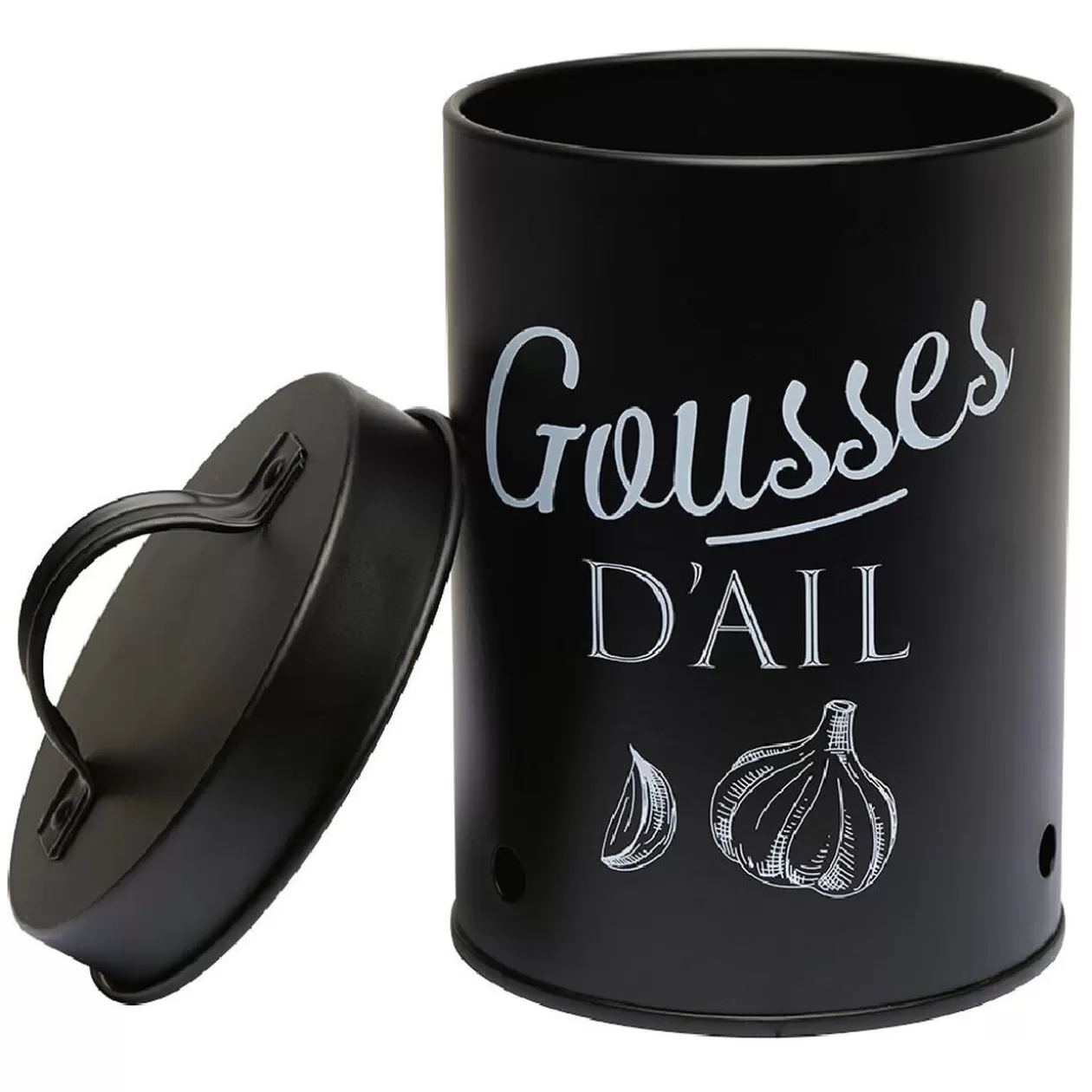 Gifi Boîte de conservation métal noir pour ail< Conservation Alimentaire