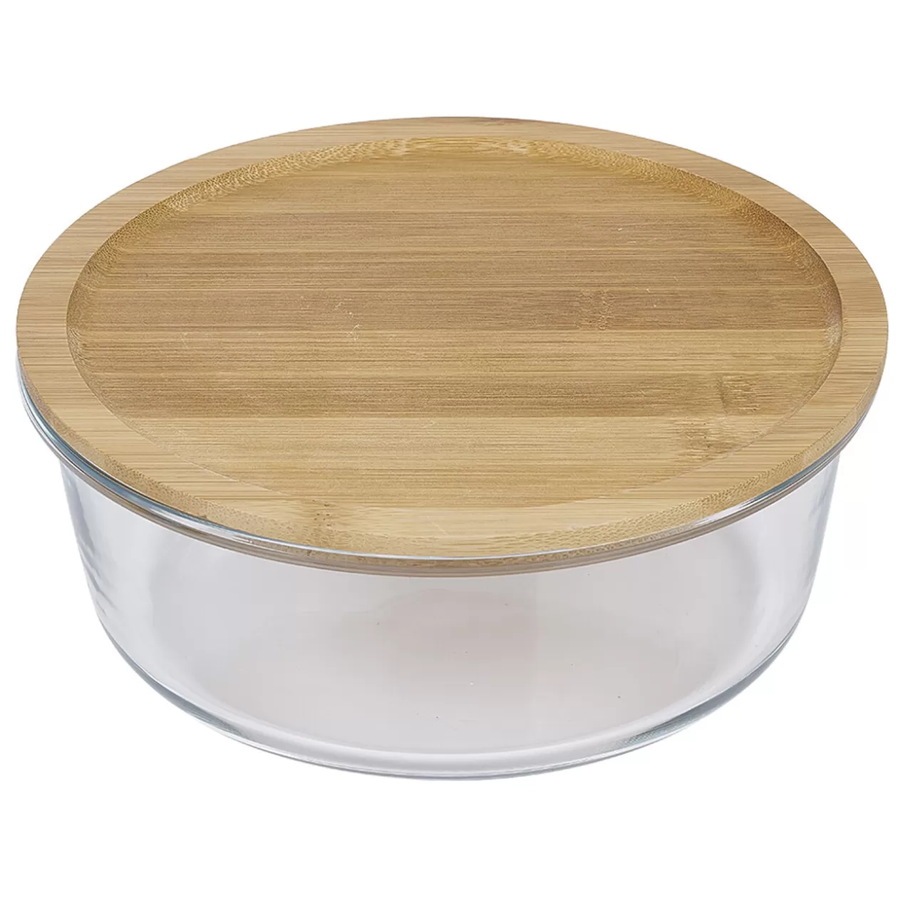 Gifi Boîte de conservation ronde en verre avec couvercle en bambou 1,2L< Conservation Alimentaire