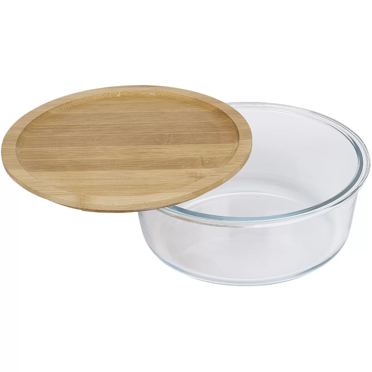 Gifi Boîte de conservation ronde en verre avec couvercle en bambou 1,2L< Conservation Alimentaire