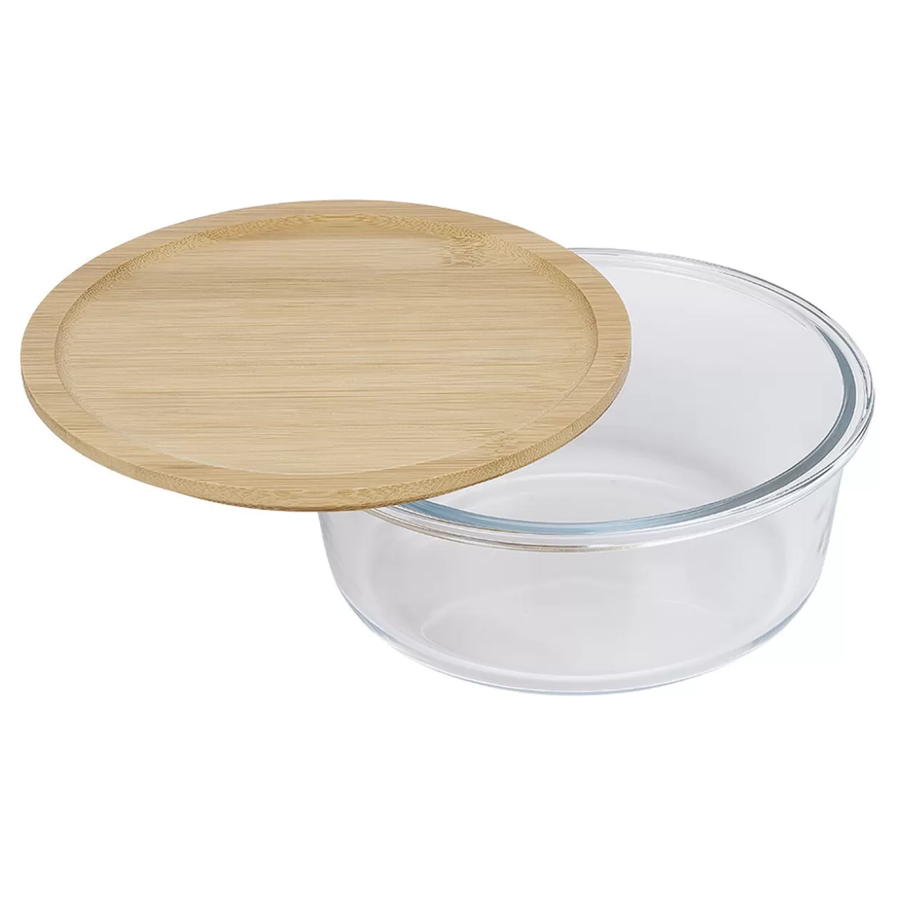 Gifi Boîte de conservation ronde en verre avec couvercle en bambou 850 ml< Conservation Alimentaire