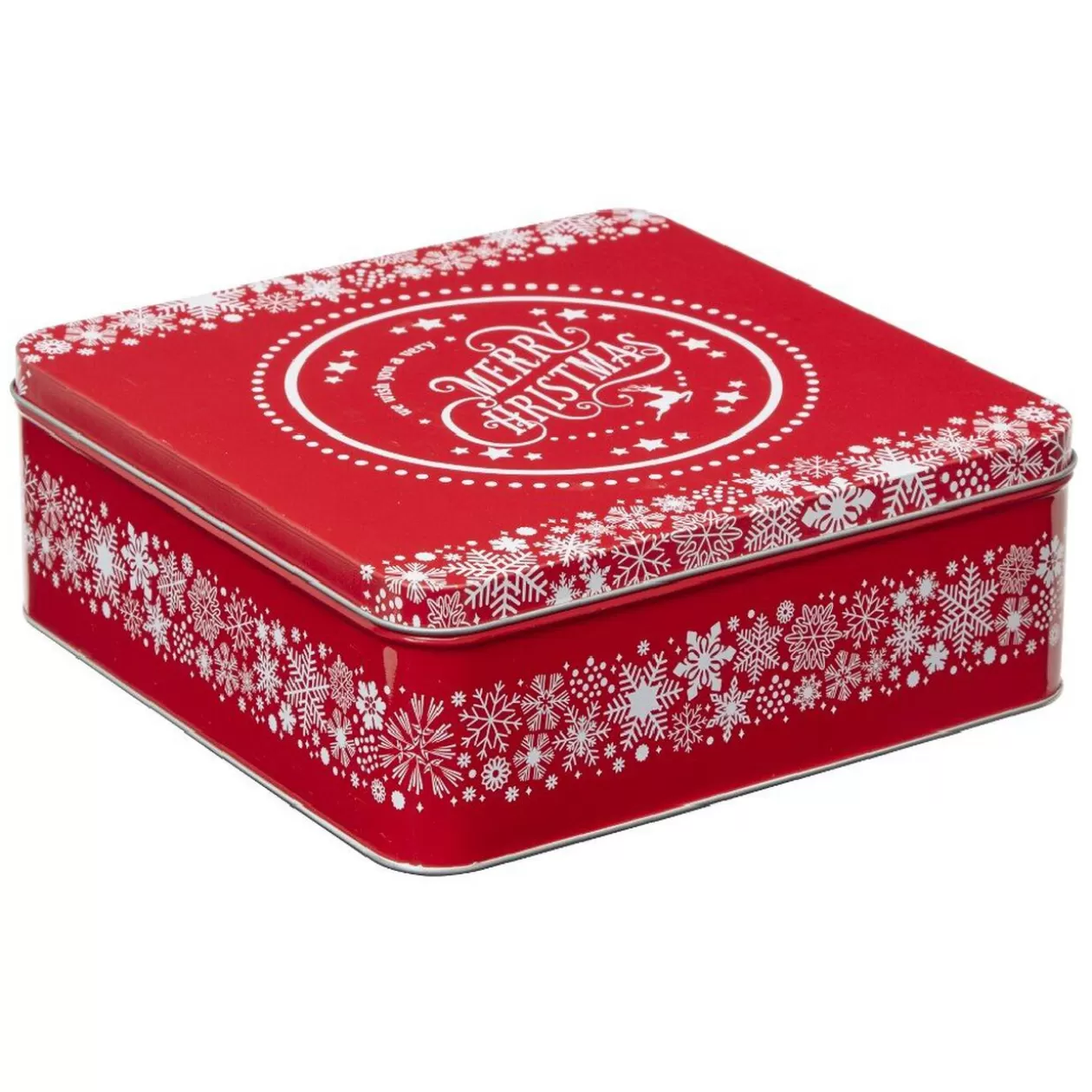 Boîte de Noël carré vintage métal Merry Christmas rouge>Gifi Discount