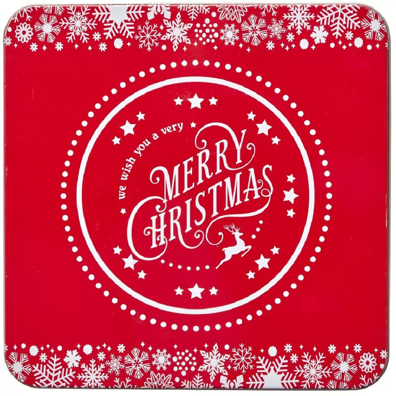 Boîte de Noël carré vintage métal Merry Christmas rouge>Gifi Discount