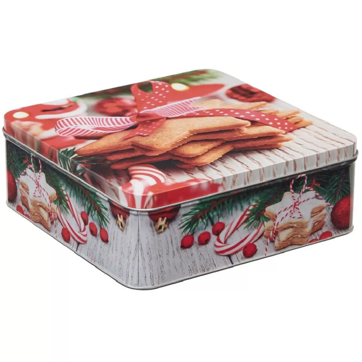 Gifi Boîte de Noël carré vintage métal motif biscuit étoile< Conservation Alimentaire