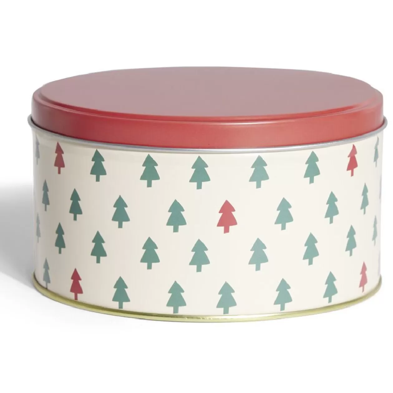 Gifi Boîte ronde en métal Ø13,5cm motif sapin vert et rouge< Conservation Alimentaire