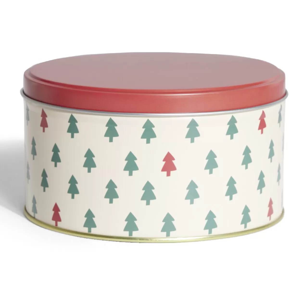 Gifi Boîte ronde en métal Ø13,5cm motif sapin vert et rouge< Conservation Alimentaire