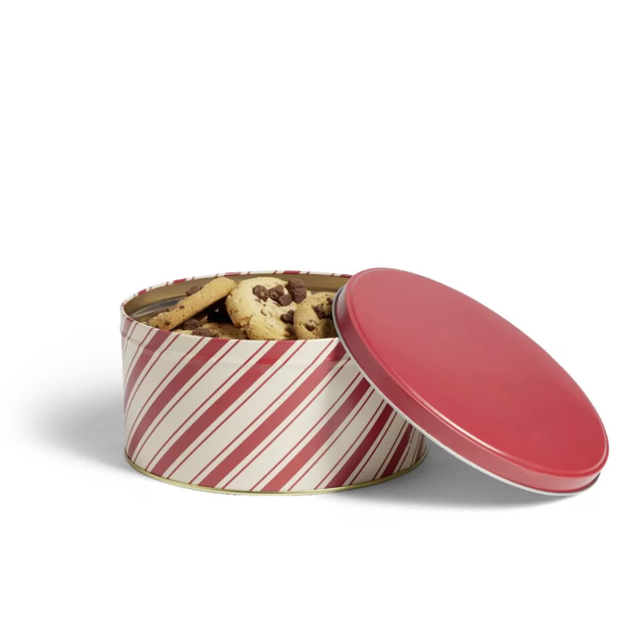 Gifi Boîte ronde en métal Ø16,7cm motif rayures beige et rouge< Conservation Alimentaire