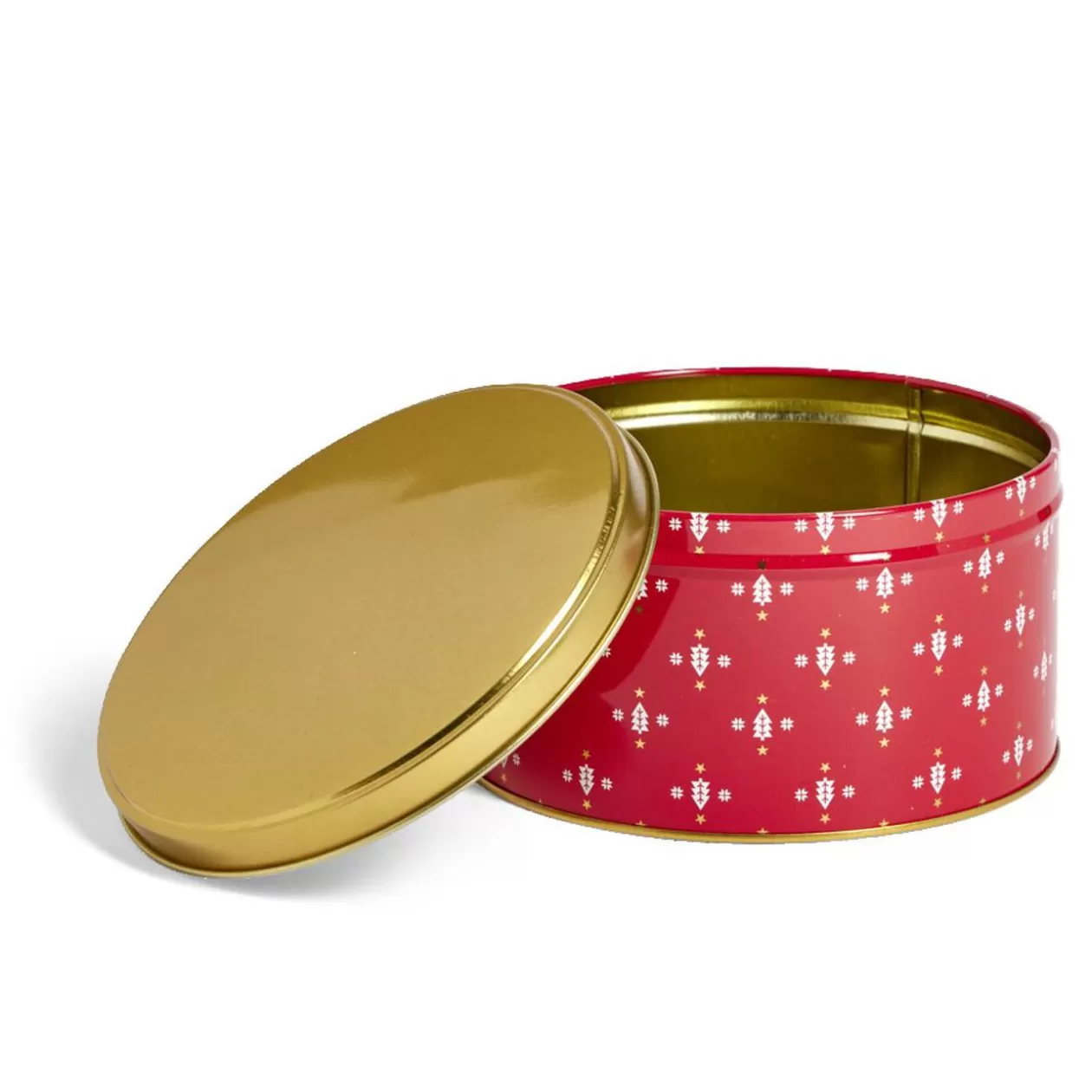 Gifi Boîte ronde en métal rouge irisé et doré Ø13,5xH7cm< Conservation Alimentaire