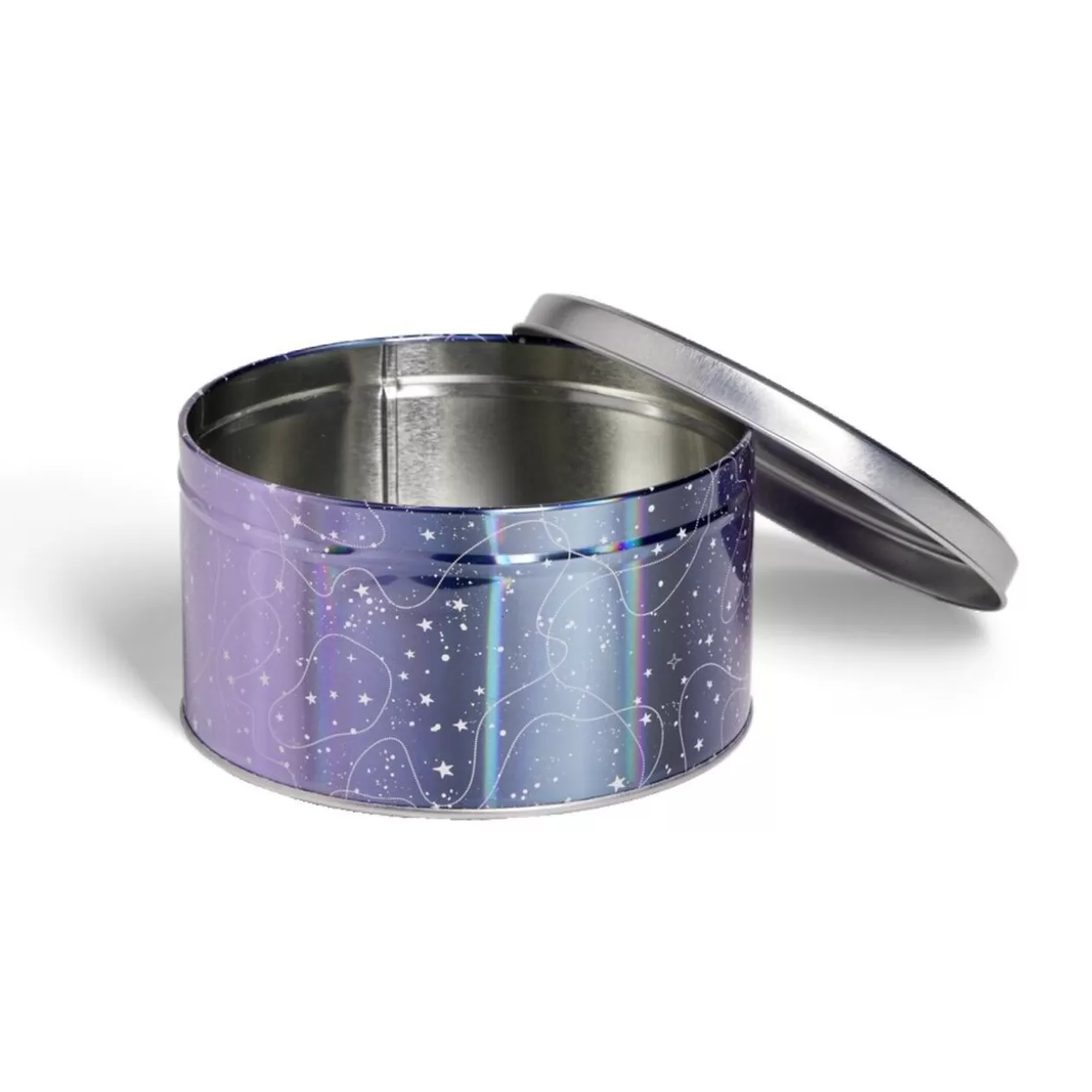 Gifi Boîte ronde en métal violet irisé et gris argenté Ø13,5xH7cm< Conservation Alimentaire