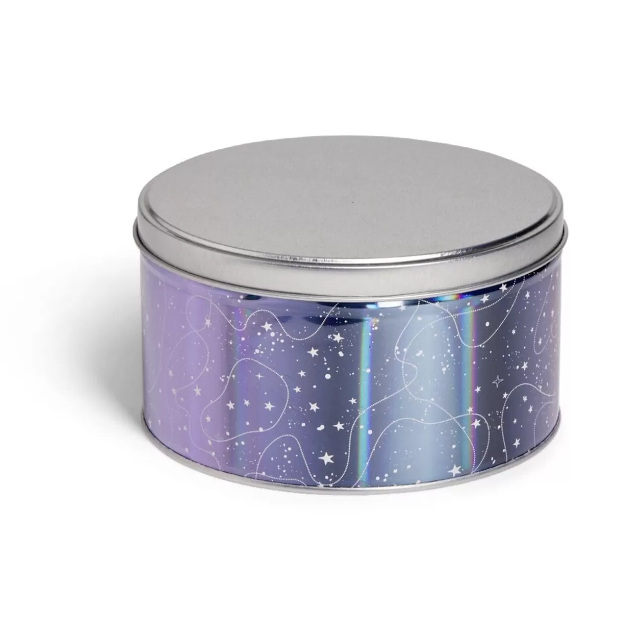 Gifi Boîte ronde en métal violet irisé et gris argenté Ø13,5xH7cm< Conservation Alimentaire