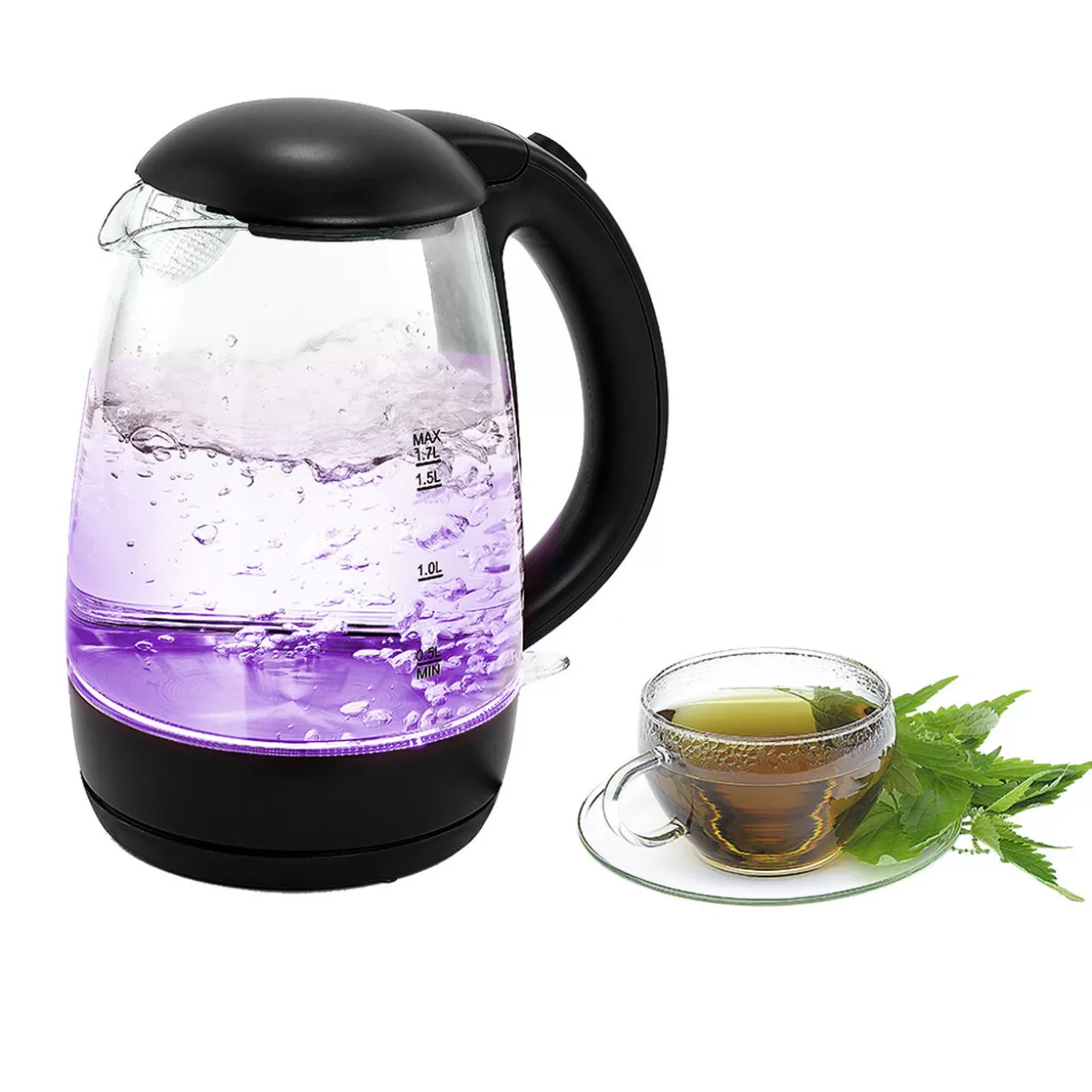 Gifi Bouilloire LED sans fil couleurs variables Homday en verre 1,7 L< Petit Électroménager