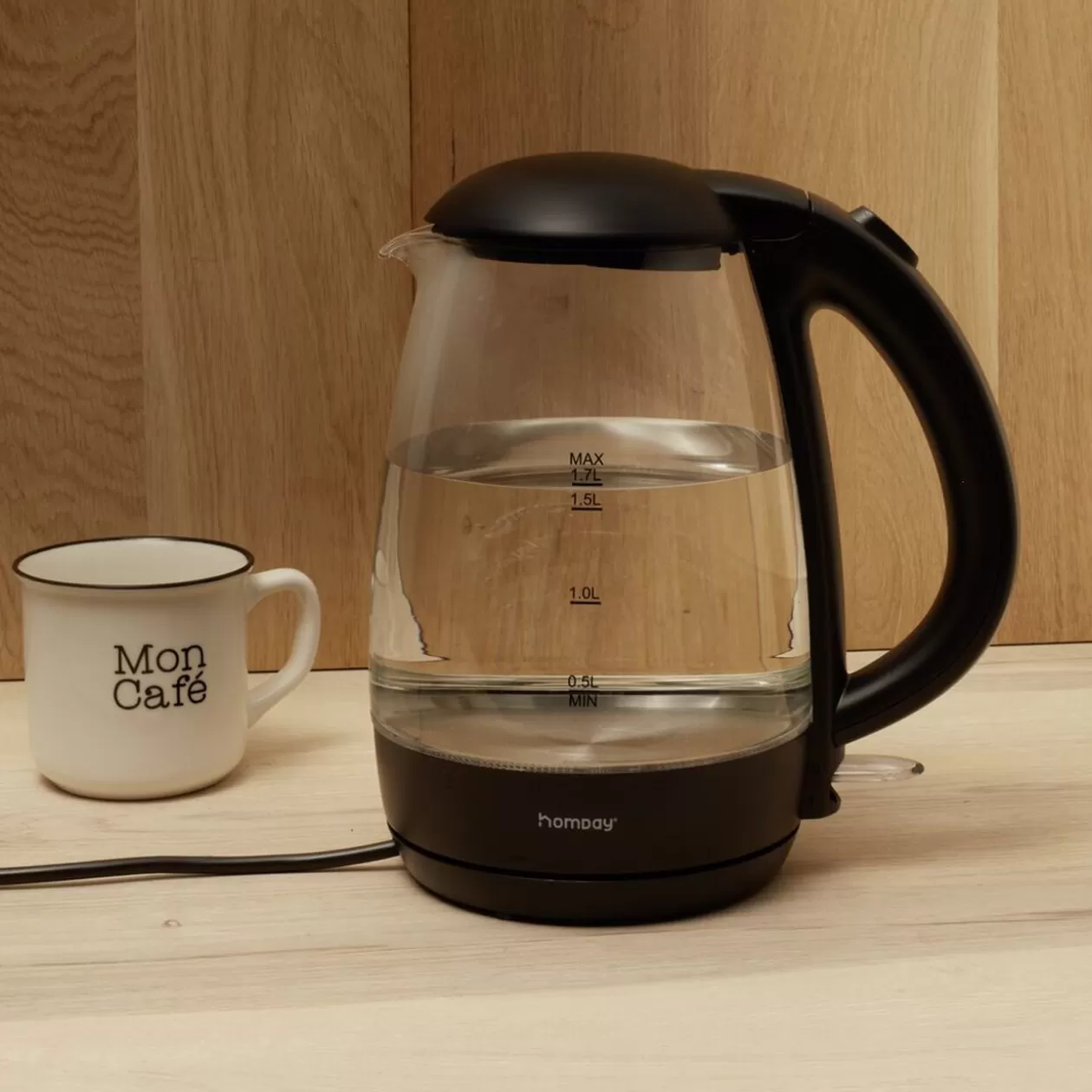 Gifi Bouilloire LED sans fil couleurs variables Homday en verre 1,7 L< Petit Électroménager