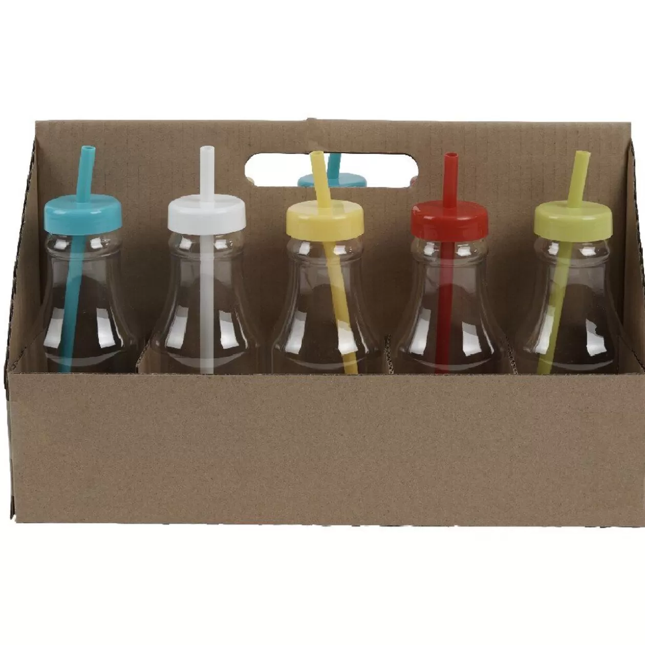 Bouteille en plastique avec paille colorée x10>Gifi Cheap