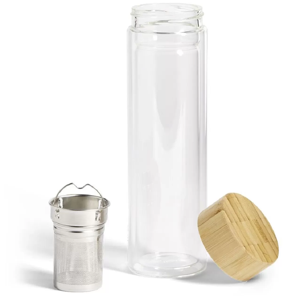 Bouteille en verre avec infuseur inox et bouchon en bambou 450ml>Gifi Cheap