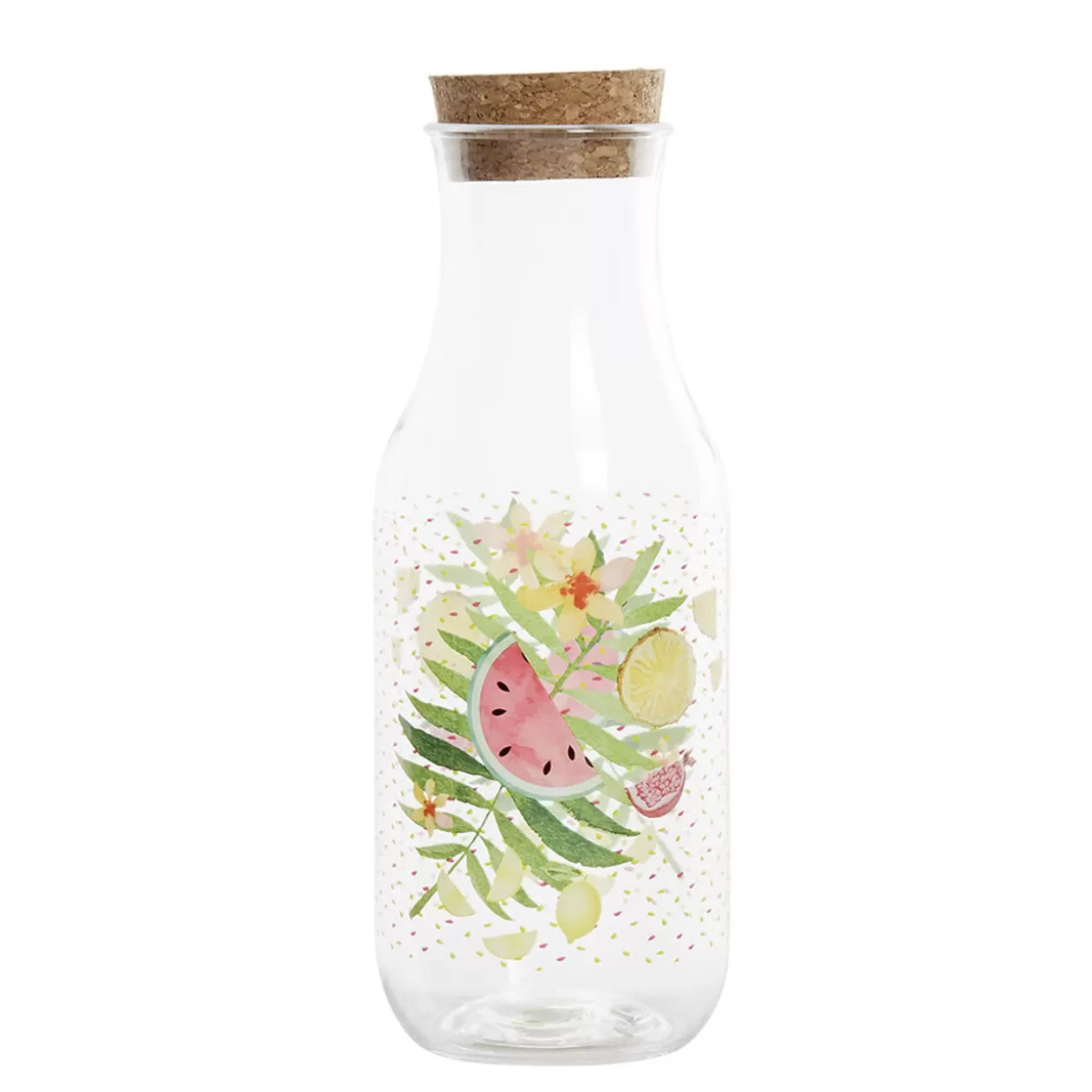 Gifi Bouteille transparente motif fruits exotiques bouchon liège< Vaisselle Et Accessoires De Table