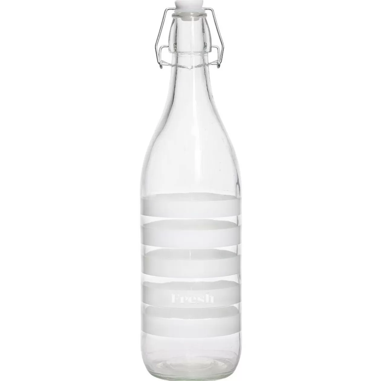 Bouteille verre rayure horizontale blanche bouchon mécanique 1L H30cm>Gifi Clearance