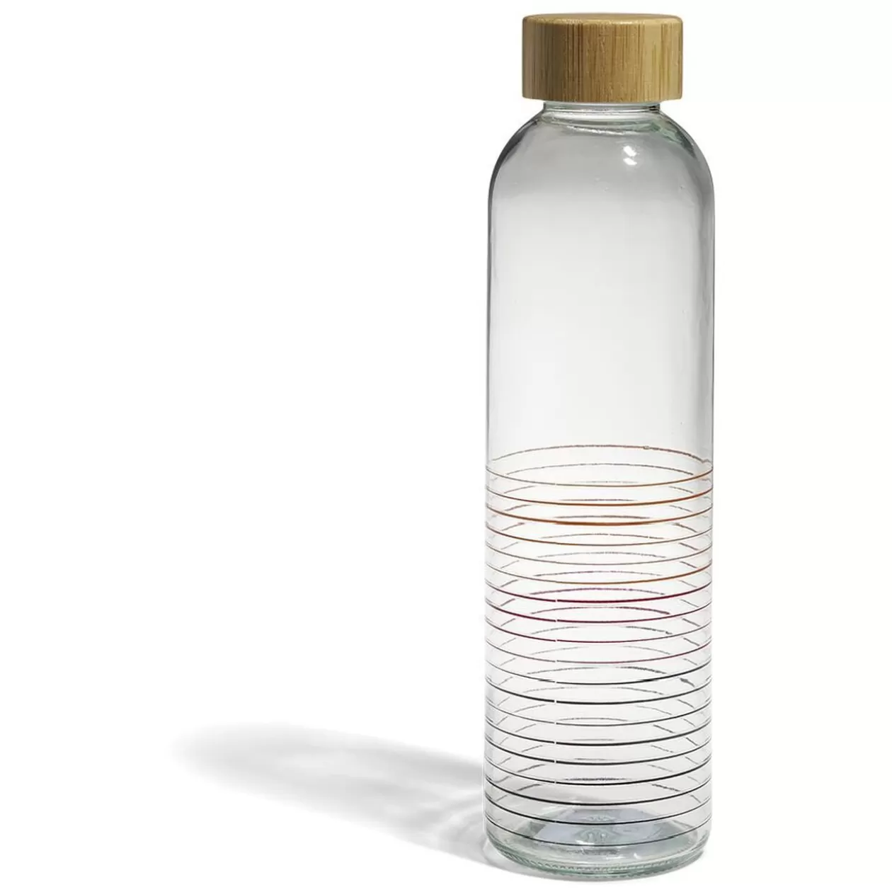 Bouteille verre transparent rayé multicolore avec bouchon bambou 730ml>Gifi Shop