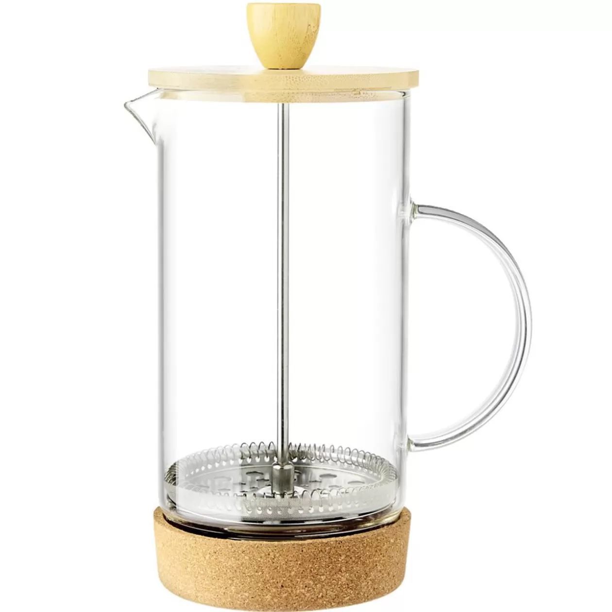 Gifi Cafetière à piston en verre, acier et bambou 1L< Vaisselle Et Accessoires De Table