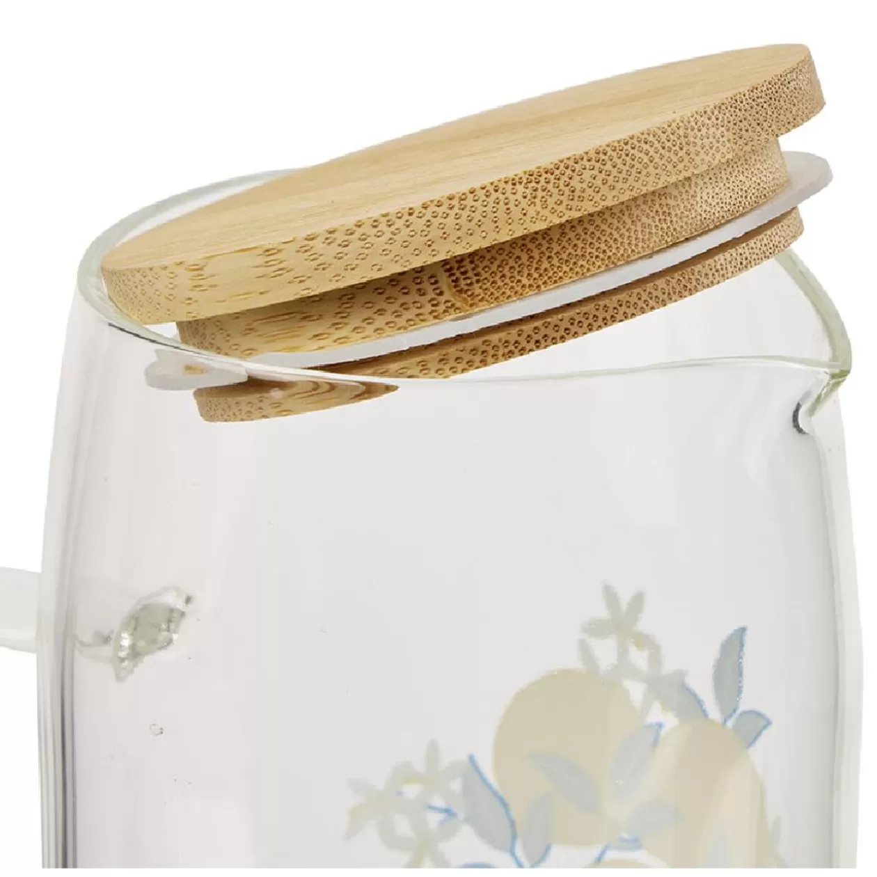 Carafe verre transparent motif citron avec bouchon bambou 1L Ø9xH23cm>Gifi Cheap