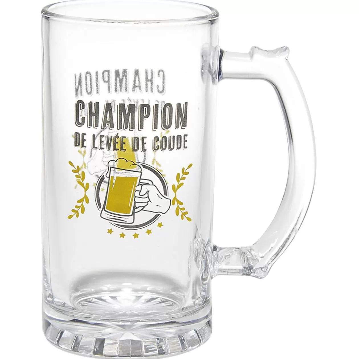 Gifi Chope à bière verre transparent inscription Champion de levée de coude< Vaisselle Et Accessoires De Table