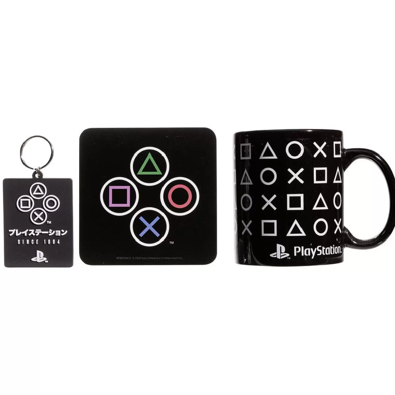 Coffret cadeau Playstation mug sous-verre porte-clé noir et blanc 3pcs>Gifi Best