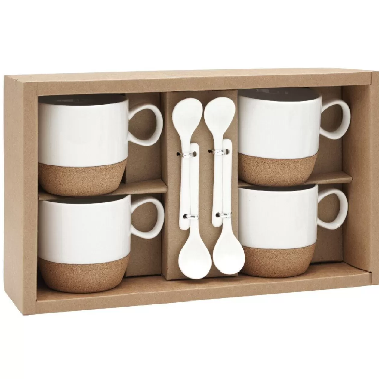 Gifi Coffret de 4 tasses expresso blanc et naturel< Vaisselle Et Accessoires De Table