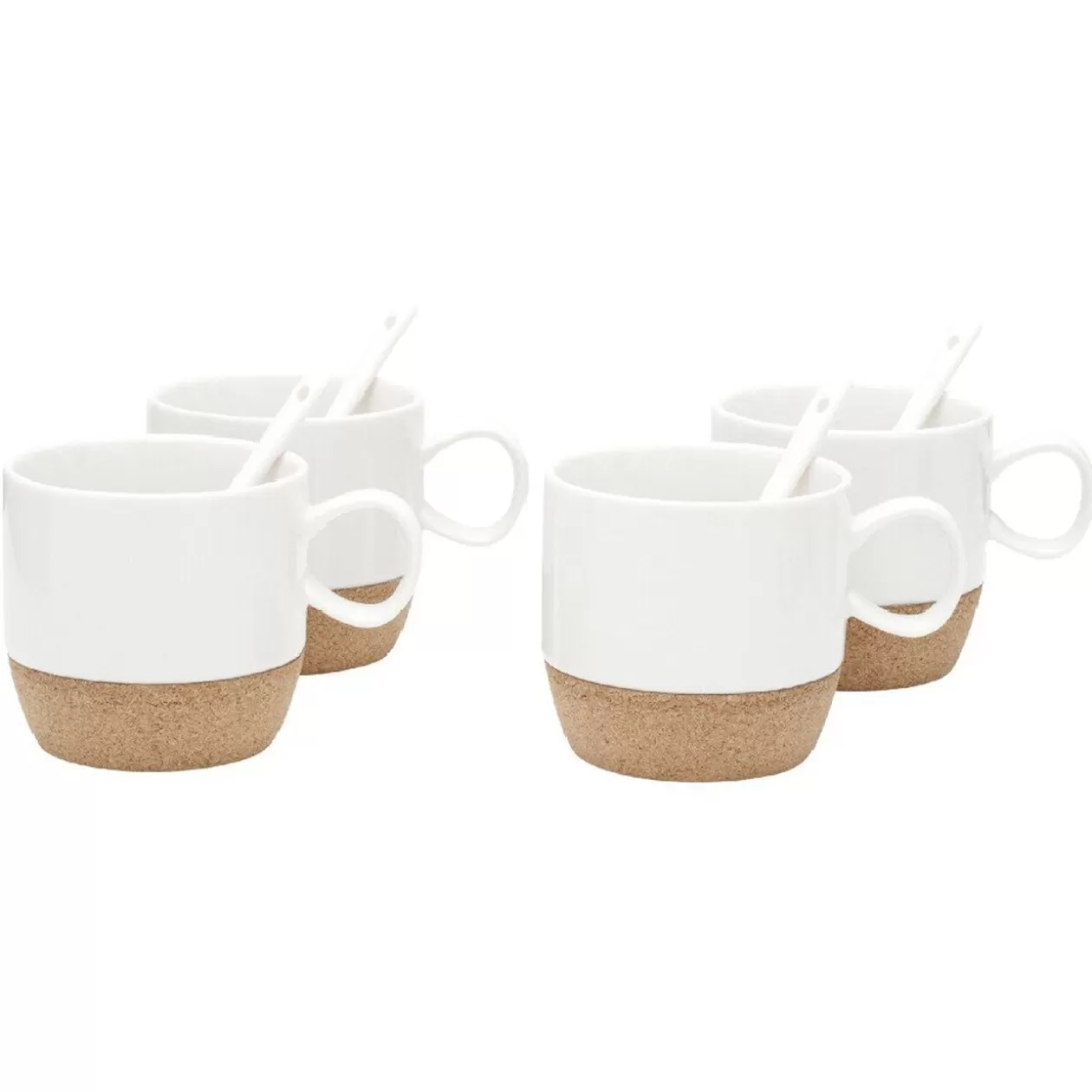 Gifi Coffret de 4 tasses expresso blanc et naturel< Vaisselle Et Accessoires De Table
