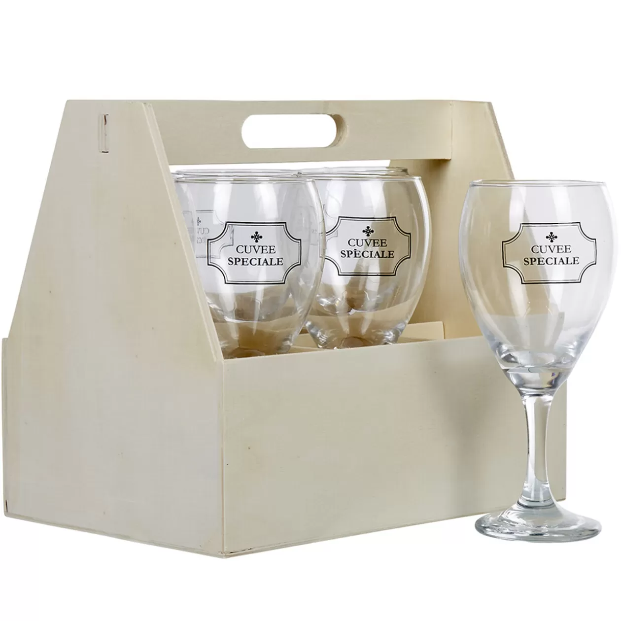 Gifi Coffret en bois avec 6 verres à vin "cuvée spéciale"< Vaisselle Et Accessoires De Table
