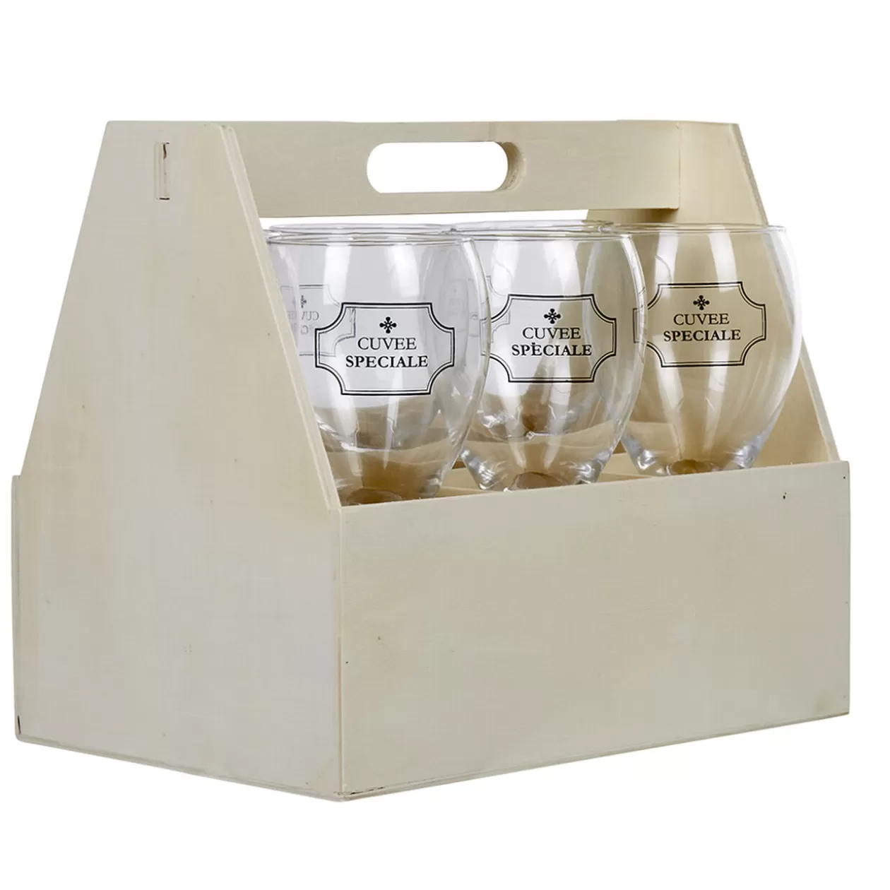 Gifi Coffret en bois avec 6 verres à vin "cuvée spéciale"< Vaisselle Et Accessoires De Table