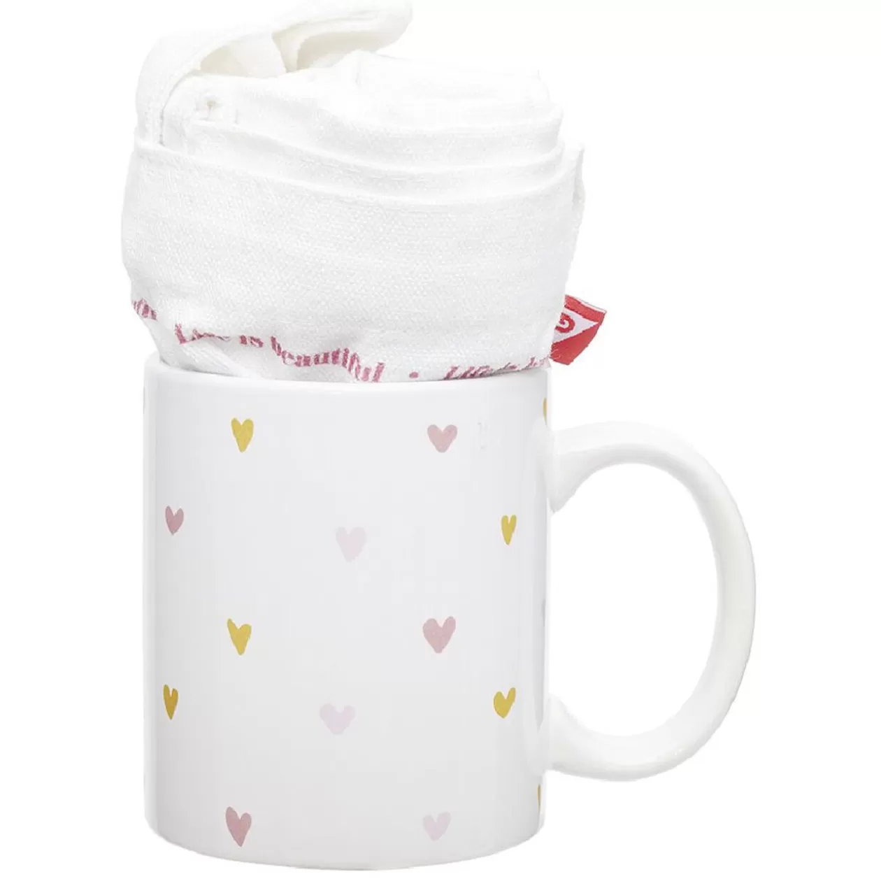 Coffret mug 330ml et tote bag coeur blanc et rose>Gifi Cheap