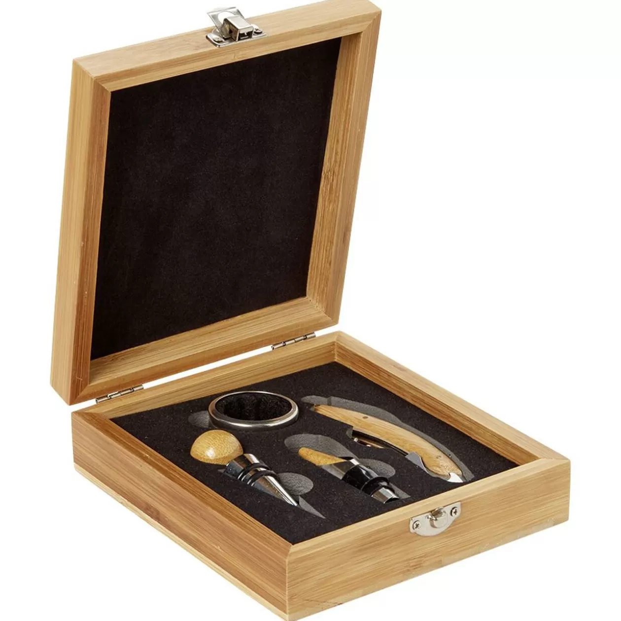Coffret sommelier accessoires pour le vin en bambou 4 pièces>Gifi Fashion