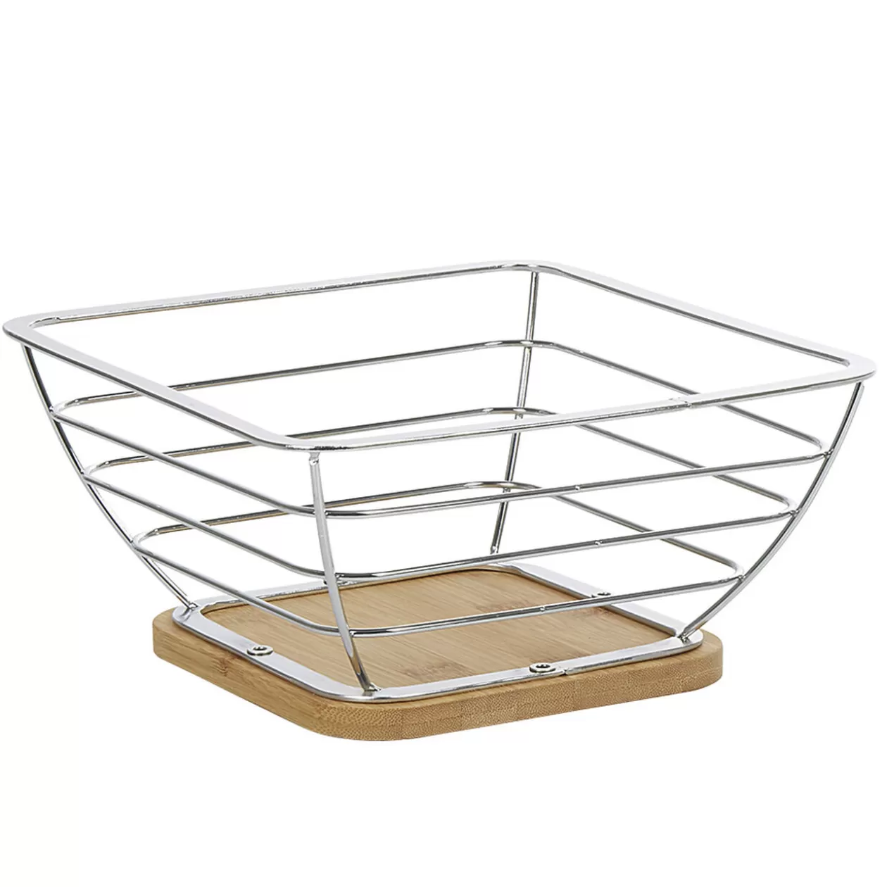 Gifi Corbeille à fruits métal filaire socle bambou gris naturel< Rangement De Cuisine
