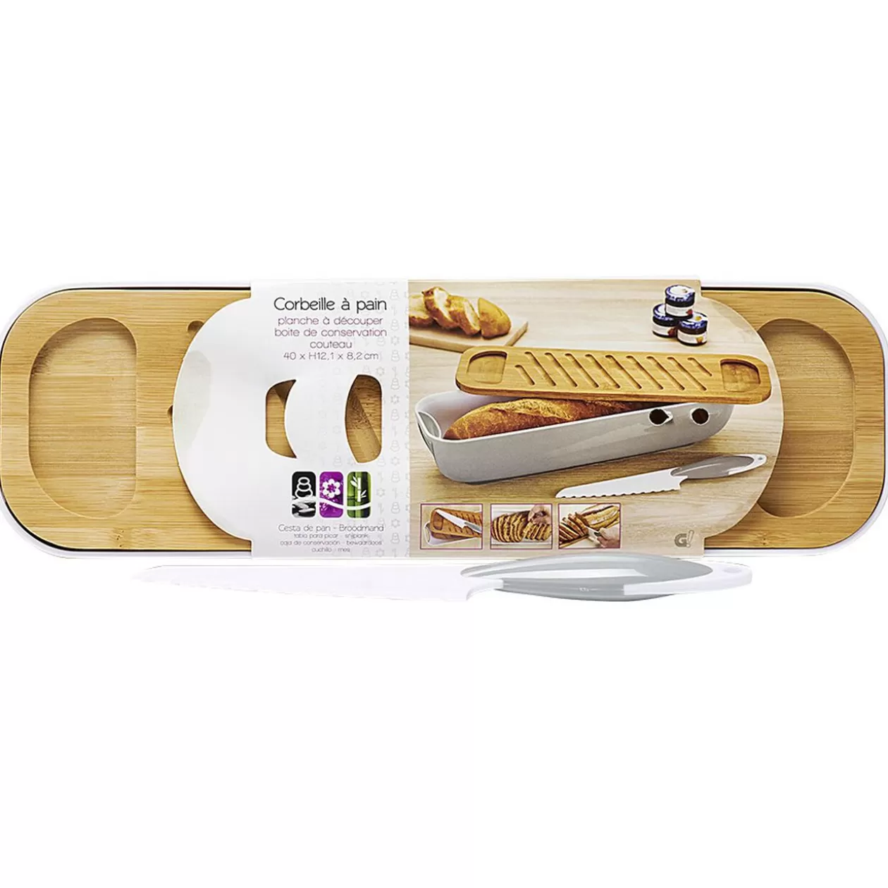 Gifi Corbeille à pain avec planche et couteau polypropylène< Rangement De Cuisine