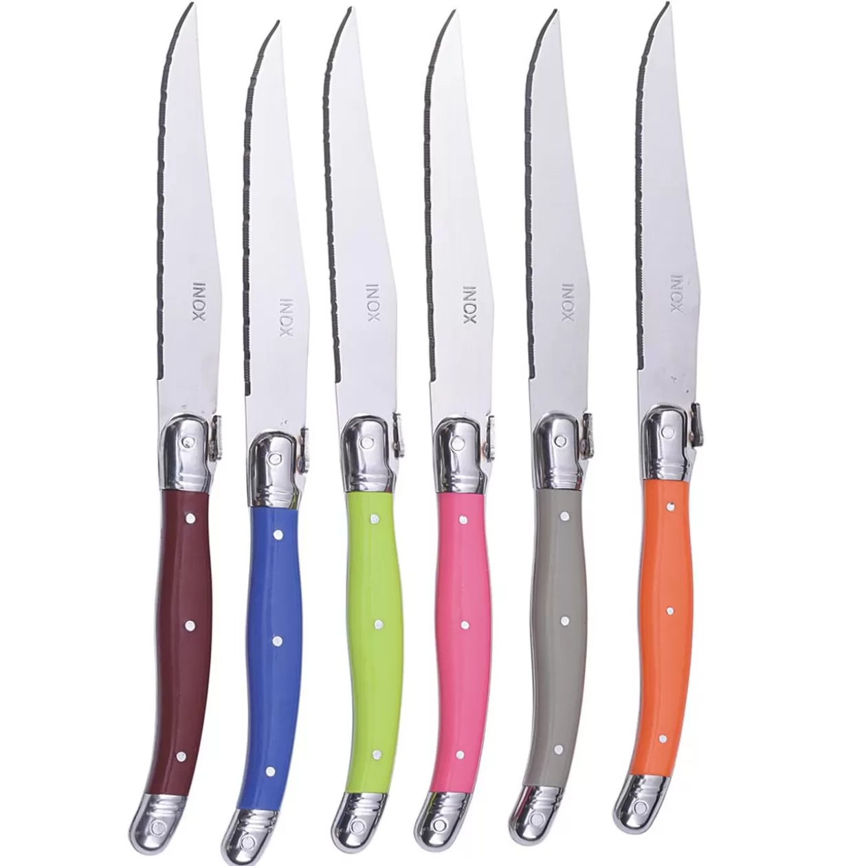 Couteau à steack inox manche multicolore x6>Gifi Best Sale