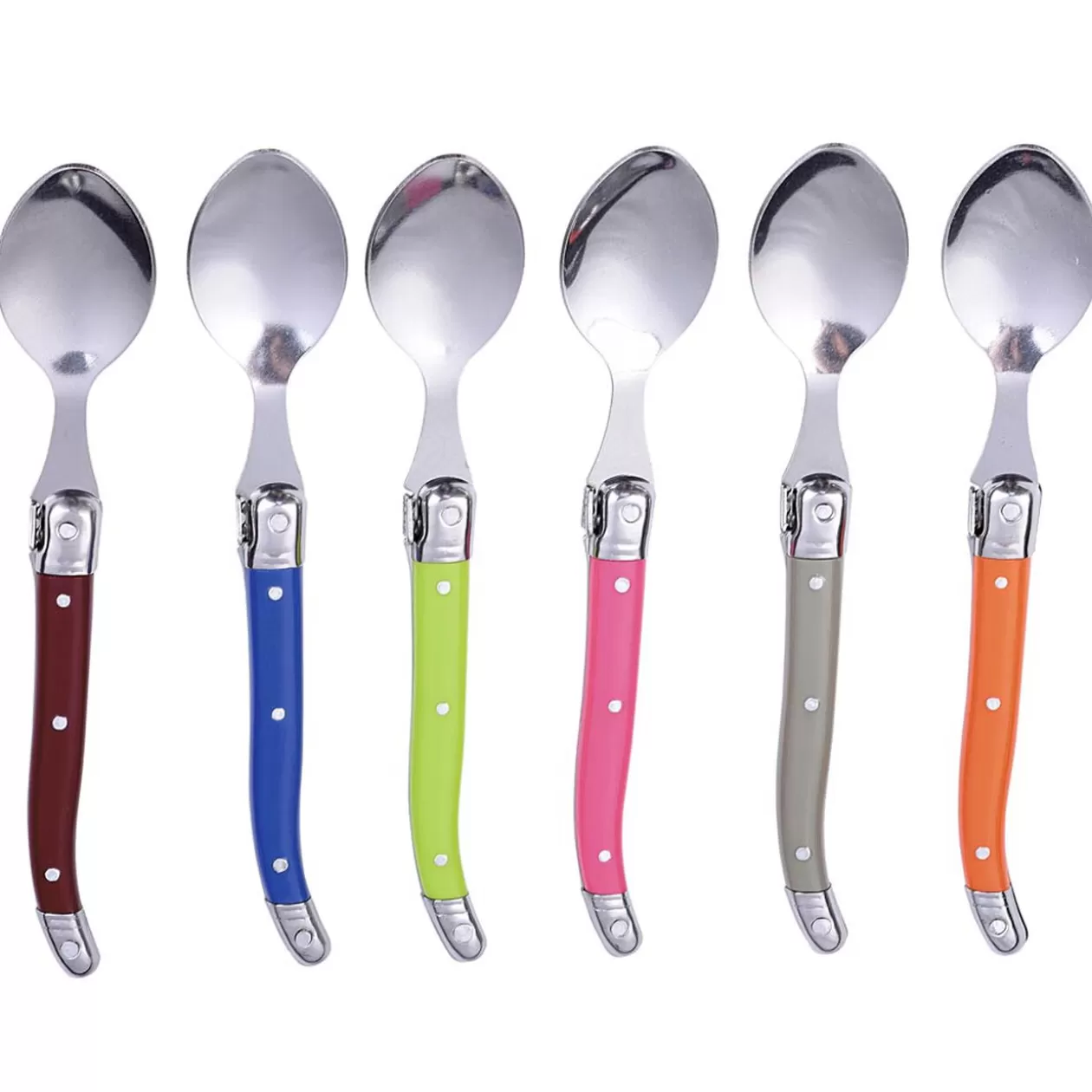 Cuillère à café inox manche multicolore x6>Gifi Discount