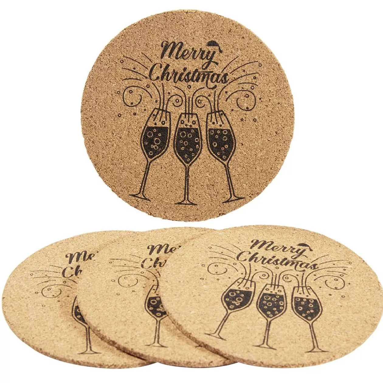 Dessous de verre liège design Noël inscription Merry Christmas x4>Gifi Store