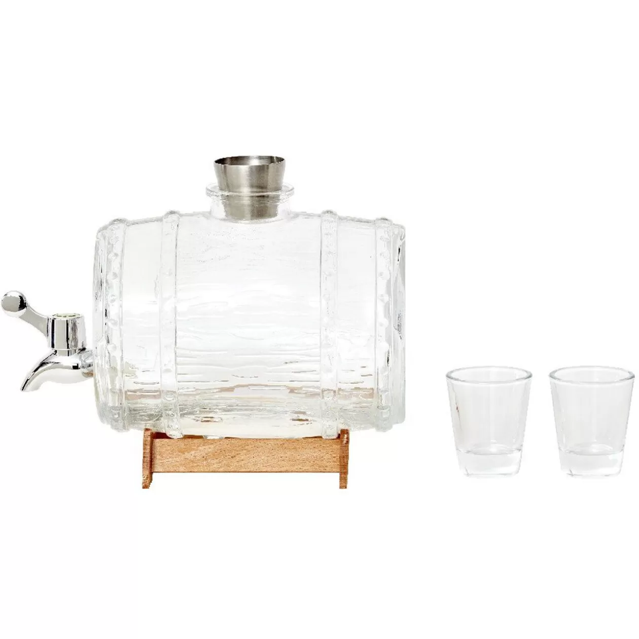 Distributeur de boisson tonneau support bois 1,5 L verres x2>Gifi Discount