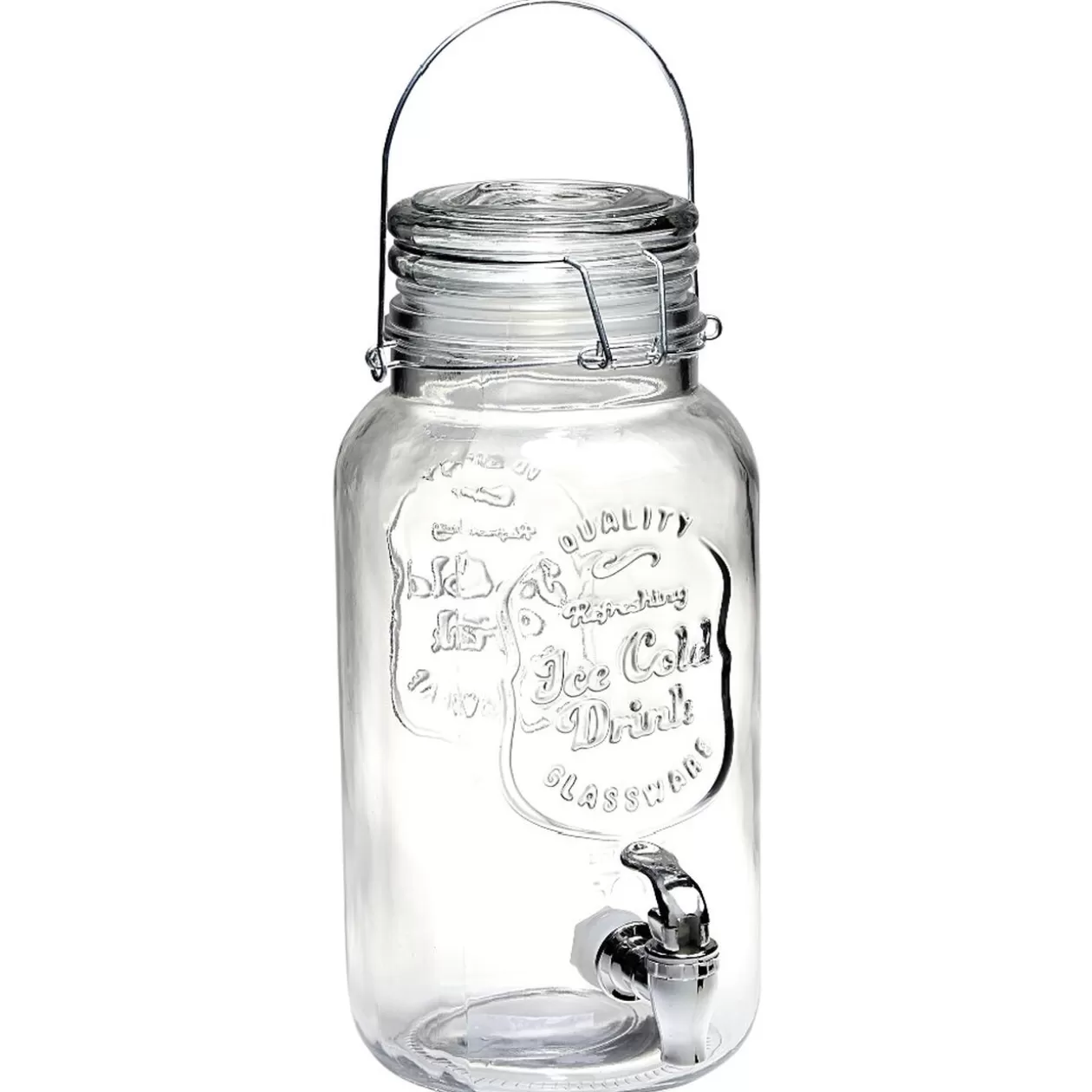 Gifi Distributeur forme bocal en verre transparent cont. 3,8 L< Vaisselle Et Accessoires De Table