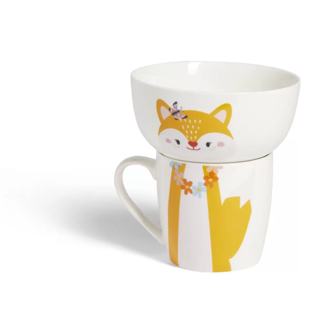 Gifi Ensemble bol et mug en porcelaine motif enfant motif renard H15cm< Vaisselle Et Accessoires De Table