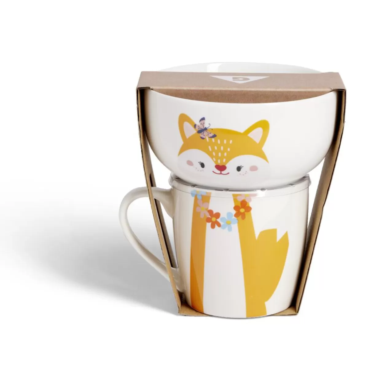 Gifi Ensemble bol et mug en porcelaine motif enfant motif renard H15cm< Vaisselle Et Accessoires De Table