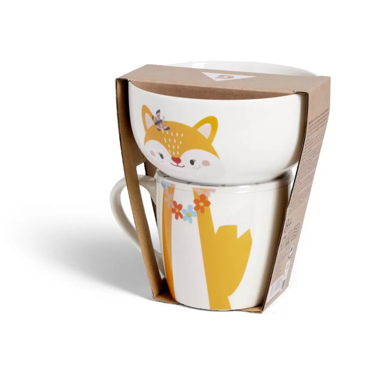 Gifi Ensemble bol et mug en porcelaine motif enfant motif renard H15cm< Vaisselle Et Accessoires De Table